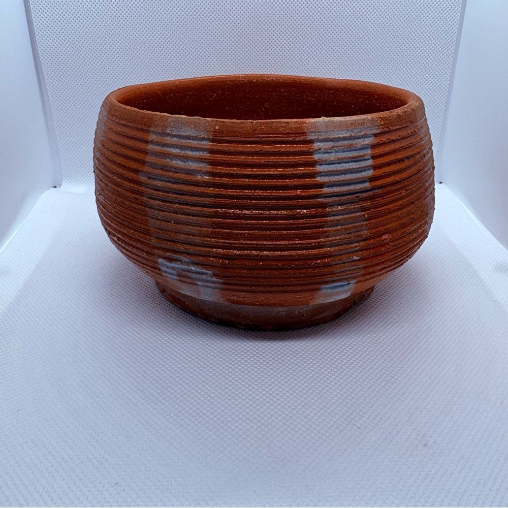 Vintage Studio Pottery Stoneware Tea Bowl, Powder Blue bands, Chawan Style